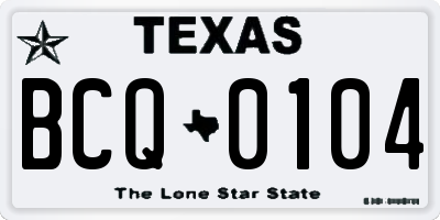 TX license plate BCQ0104
