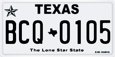 TX license plate BCQ0105