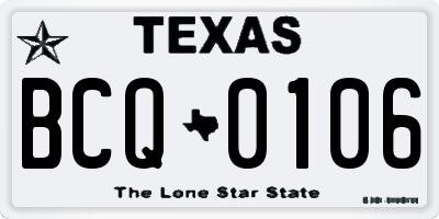 TX license plate BCQ0106