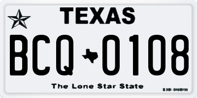 TX license plate BCQ0108