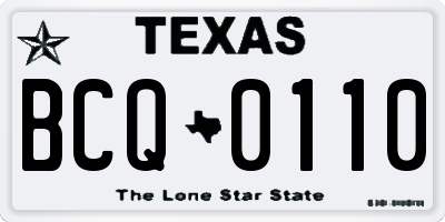 TX license plate BCQ0110