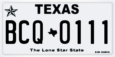 TX license plate BCQ0111