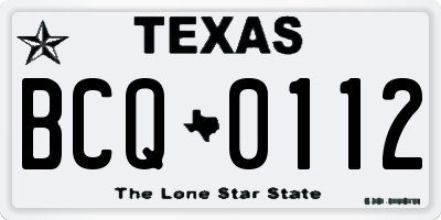 TX license plate BCQ0112