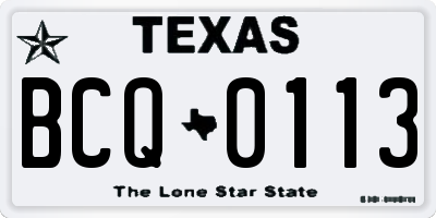TX license plate BCQ0113