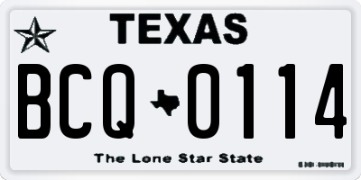 TX license plate BCQ0114