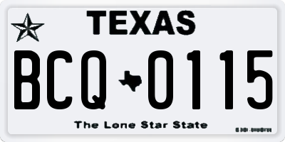 TX license plate BCQ0115