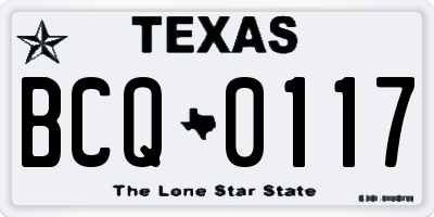 TX license plate BCQ0117