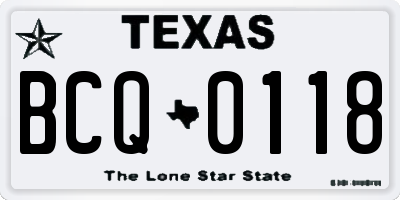 TX license plate BCQ0118