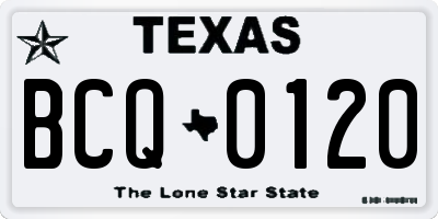 TX license plate BCQ0120