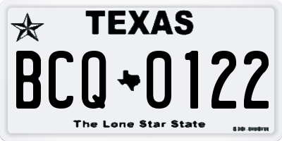TX license plate BCQ0122