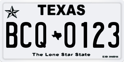TX license plate BCQ0123