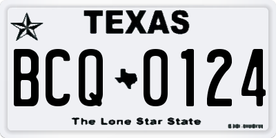 TX license plate BCQ0124
