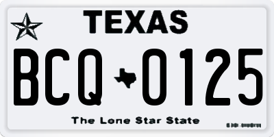 TX license plate BCQ0125