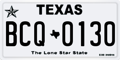 TX license plate BCQ0130