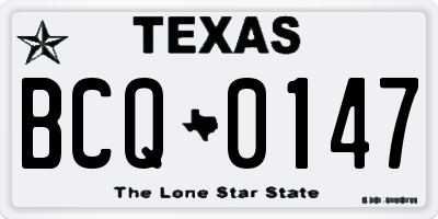 TX license plate BCQ0147