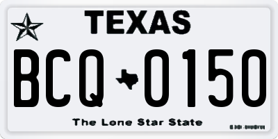 TX license plate BCQ0150