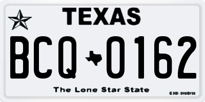 TX license plate BCQ0162