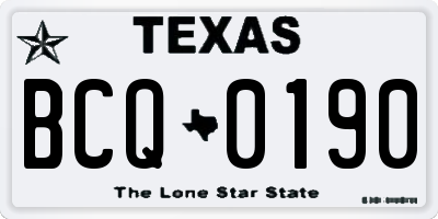 TX license plate BCQ0190
