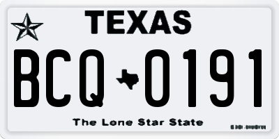 TX license plate BCQ0191