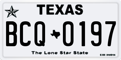 TX license plate BCQ0197