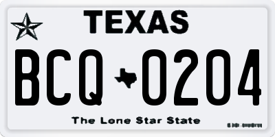 TX license plate BCQ0204