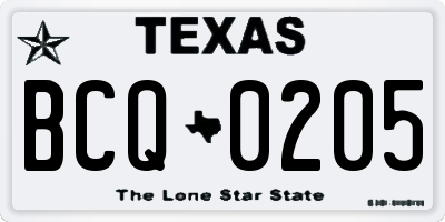 TX license plate BCQ0205