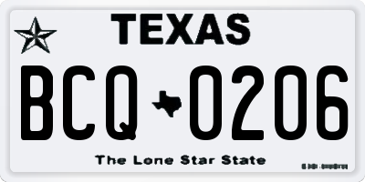 TX license plate BCQ0206