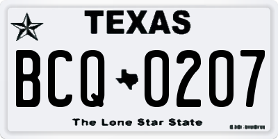 TX license plate BCQ0207