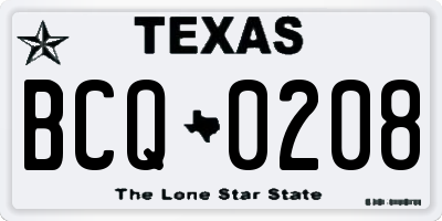 TX license plate BCQ0208