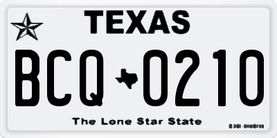 TX license plate BCQ0210