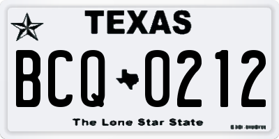 TX license plate BCQ0212