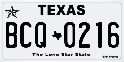 TX license plate BCQ0216