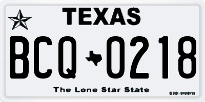 TX license plate BCQ0218