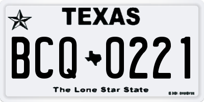 TX license plate BCQ0221