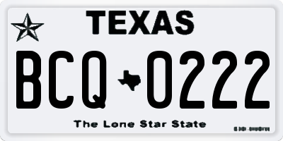 TX license plate BCQ0222