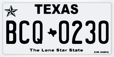 TX license plate BCQ0230