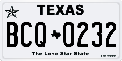 TX license plate BCQ0232