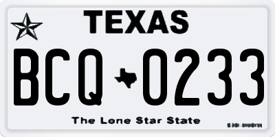 TX license plate BCQ0233