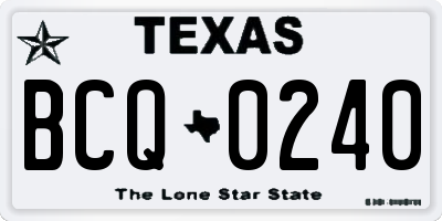 TX license plate BCQ0240