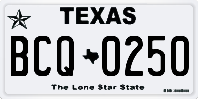 TX license plate BCQ0250