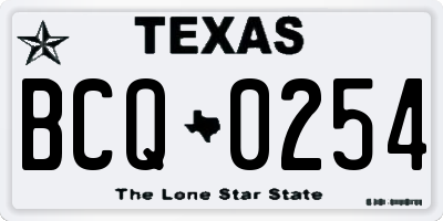 TX license plate BCQ0254