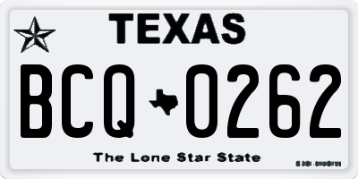 TX license plate BCQ0262