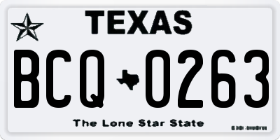 TX license plate BCQ0263