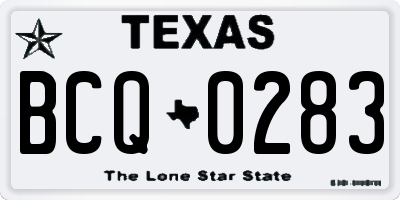 TX license plate BCQ0283