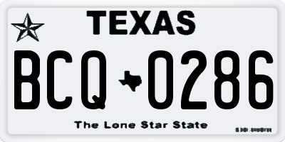 TX license plate BCQ0286