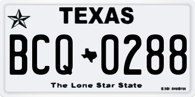 TX license plate BCQ0288