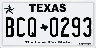 TX license plate BCQ0293