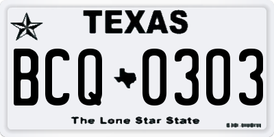 TX license plate BCQ0303