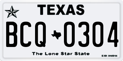 TX license plate BCQ0304