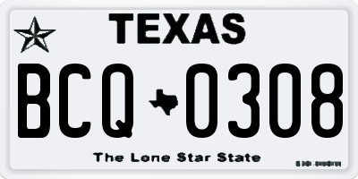 TX license plate BCQ0308